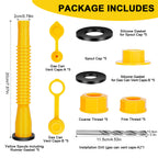 Godboy Gas Can Spout Replacement, Gas Can Nozzle, (5 Kit-Yellow) Flexible Pour Nozzle Suitable for Most 1/2/5/10 Gal Oil Cans, Fuel Can Spout Replacement
