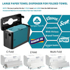 Multifold Paper Towel Dispenser Countertop, Heavy Duty Wide-Design, 300-Sheet Large Capacity Black Paper Towel Holder, Compatible with Tork, AmazonCommercial, Kleenex, Scott, Pacific Multifold Towels