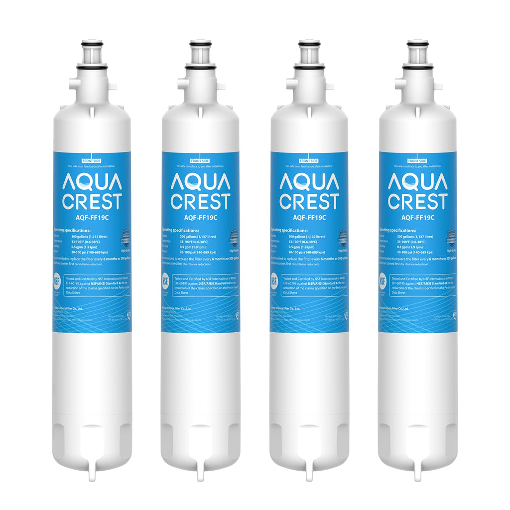 AQUA CREST Replacement for GE® RPWFE, RPWF (with CHIP) Refrigerator Water Filter, Compatible with GYE22HMKES, GYS22GMNES, GYE22HBLTS, DFE28JSKSS, GFE28HMHES, GNE29GYNFS, GFE28GYNFS, 4 Filters
