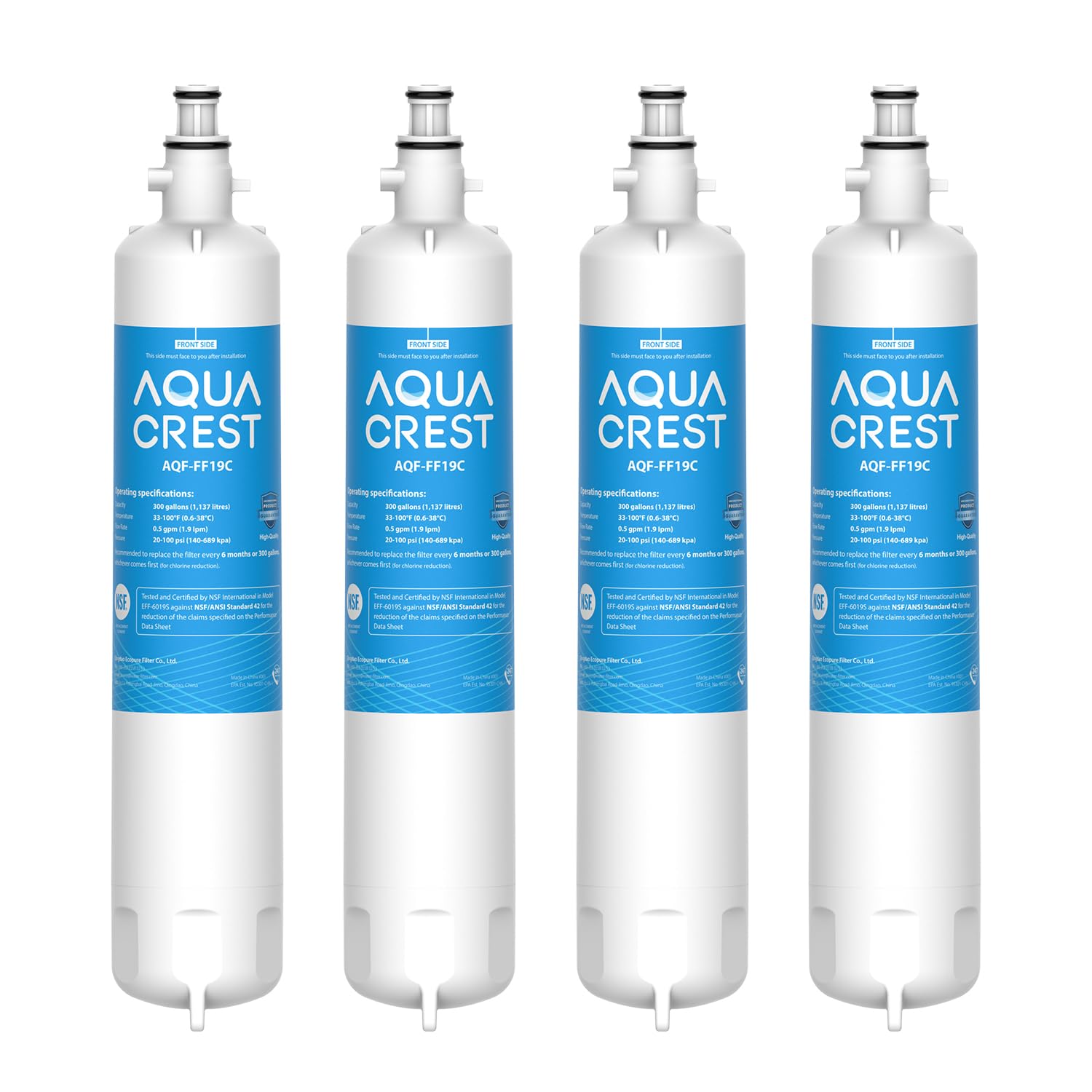 AQUA CREST Replacement for GE® RPWFE, RPWF (with CHIP) Refrigerator Water Filter, Compatible with GYE22HMKES, GYS22GMNES, GYE22HBLTS, DFE28JSKSS, GFE28HMHES, GNE29GYNFS, GFE28GYNFS, 4 Filters