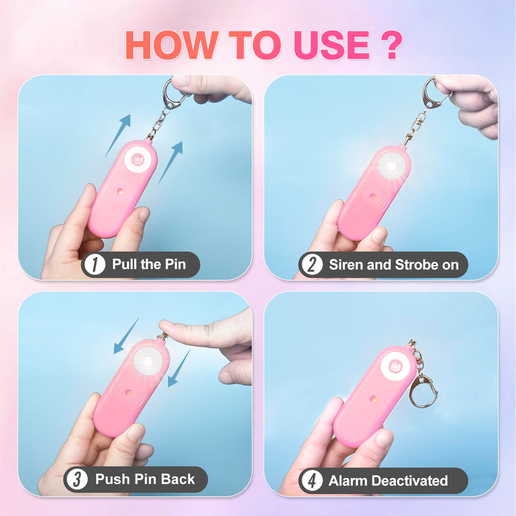 MtMinn Personal Safety Alarm for Women - 130dB Self Defense Keychains Siren Whistle, Replaceable Battery with SOS LED Strobe Light - Emergency Security Safe Protection Devices for Kids Elderly