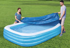 Inflatable Pool Cover for 120in x 72in Rectangle Swimming Pool, Rectangular Pool Covers, Built-in Elastic Dustproof Rainproof Foldable Above Ground Pool Cover (Blue, 120in x 72in)