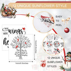 BBTO 12 Sheets Christmas Rub on Transfers for Crafts and Furniture Christmas Rub on Transfer Stickers Winter Rub on Decals for Wood DIY Paper Home Decor, 5.5 x 5.7 Inch(Bird)