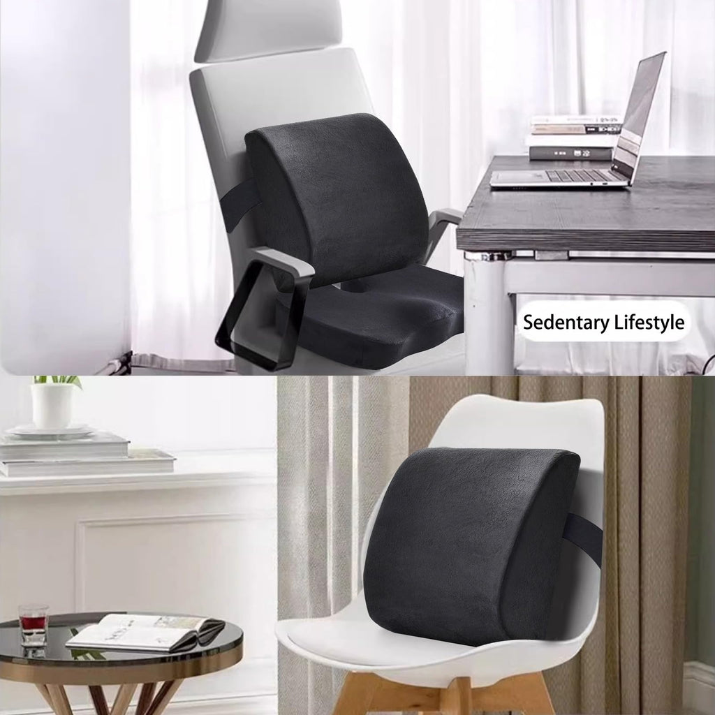 WMM Seat Cushion & Lumbar Support Pillow for Office Chair, Car Seat Wheelchair Travel, Reduce Tailbone Pressure for Lower Back, Tailbone, Sciatica, Hip Pain Relief