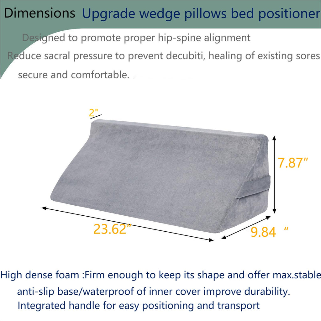 Orthopedic Wedge Pillow for Side Sleeping,WaterProof Bed Wedge for Back,Leg Pain Relief,Post-Surgery Recovery, Triangle Body Positioning Foam Wedge With 2 Removable Cover,Bedsore Prevention for Senior