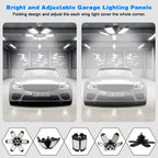 POLARPRA LED Garage Light - 160W LED Garage Ceiling Lights 16000LM Super Bright Garage Lighting with 6 Deformable Panels E26/E27 Screw in Led Shop Lights for Basement Workshop Warehouse Attic
