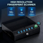 Gun Safe for Handgun, Biometric Handgun Safe with Stealth Mode Quick Access with LED Light, 3-Way Unlock Fingerprint Digital PIN Key Pistol Safe, Handgun Safe Lock Box with Carbon Steel Cable for Car