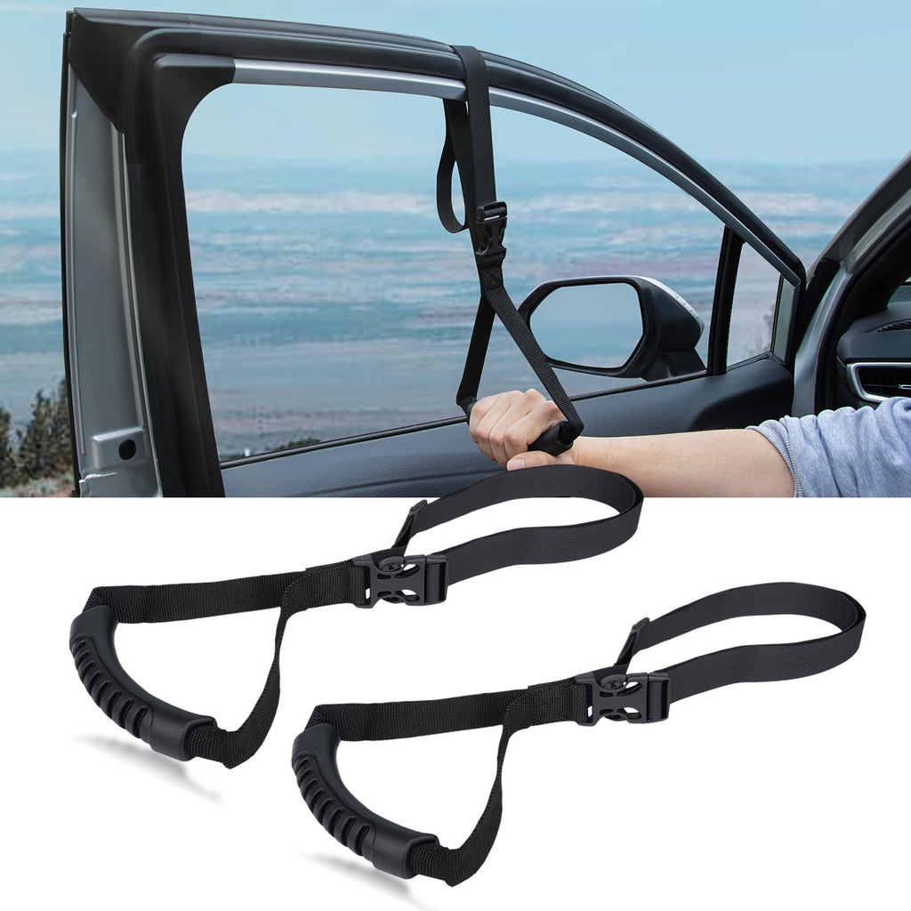 KOUNATSURI 2Pack Car Grab Handle Adjustable Standing Aid Safety Handle Portable Vehicle Support Grab Bar Nylon Grip Handle Mobility Assist Device (Black)
