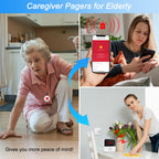 WiFi Rechargable Smart Wireless Caregiver Pager Call Button System Nurse Calling Alert System for Elderly Patient Seniors Disabled Kids 2 SOS Panic Buttons 1 Receiver (only Supports 2.4GHz Wi-Fi)