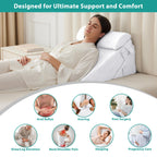 Bedluxe 3Pcs Orthopedic Bed Wedge Pillow Set, Foam Wedge Pillow Post Surgery for Back, Leg and Knee Support, Adjustable 9&12 Inch Folding Triangle Pillow for Sleeping, Acid Reflux, Snoring, White