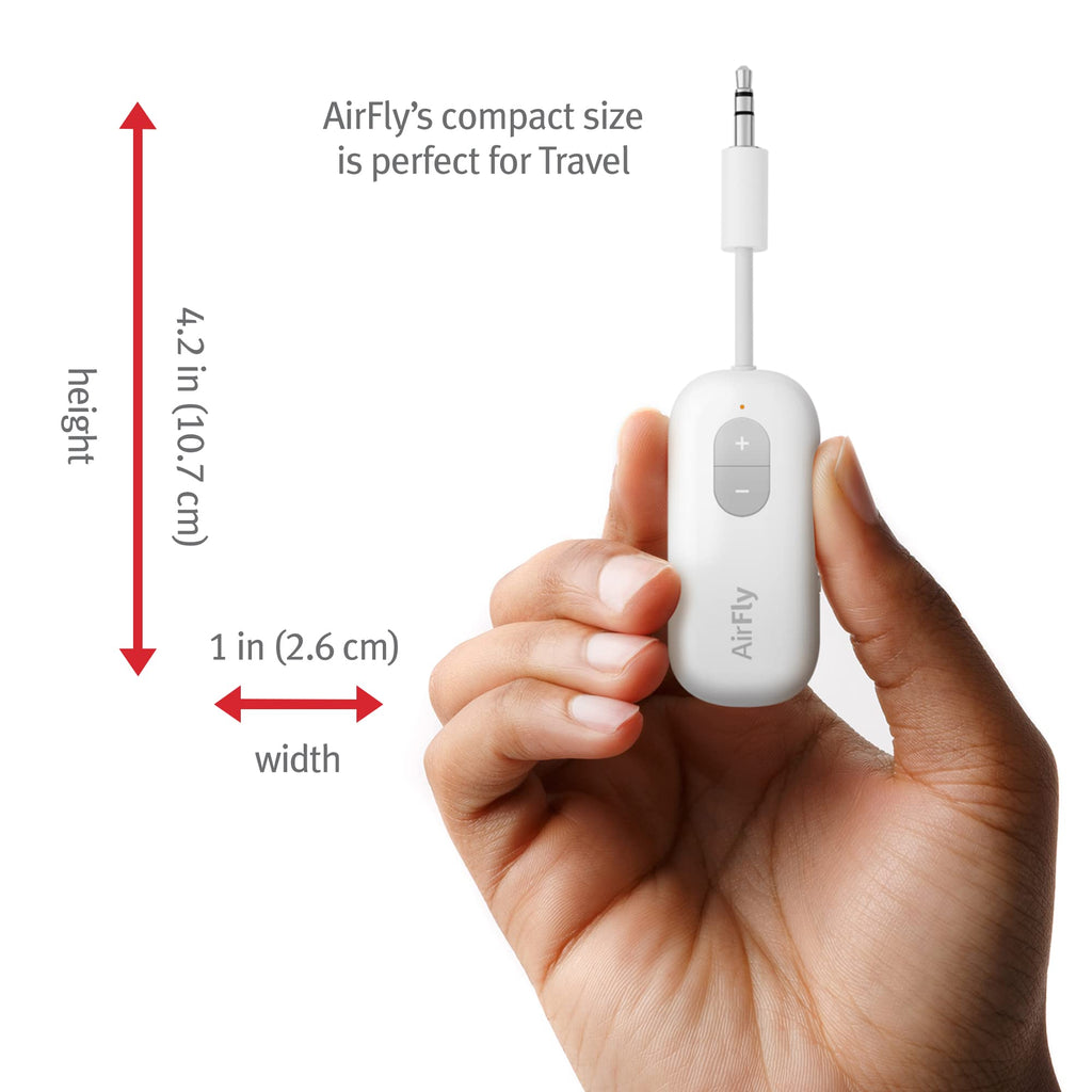 Twelve South AirFly SE | Bluetooth Wireless Transmitter/Adapter for AirPods/Wireless or Noise-Cancelling Headphones; use on Airplanes and Gym Equipment, 20+ hr Battery Life