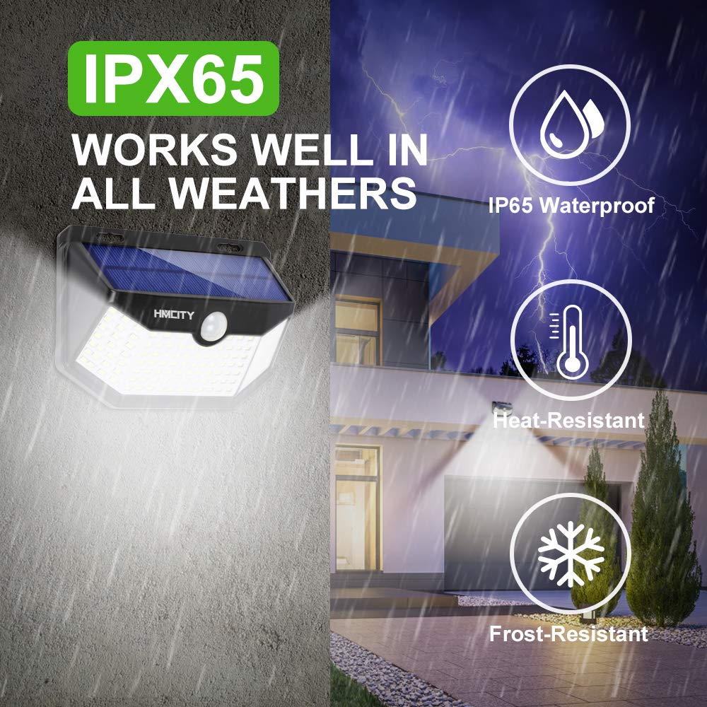 Solar Lights Outdoor 120 LED with Lights Reflector and 3 Lighting Modes,Solar Motion Sensor Wall Lights, IP65 Waterproof Solar Powered Wall Lights for Garden Patio Yard Deck Pendant Lights(4Pack)