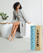 OTHWAY No Suction Cup Bath Mat: 39x16inch Extra Long Bathmat│Perfect for Refinished or Ordinary Bath Tubs│Made of Nature Rubber│a Blessing for The Elderly and Children (Lake Blue)