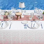 MASHAN 24 Pack White and Rose Gold Tablecloth Set - Rectangular PEVA Tablecloths and Satin Table Runners for Wedding, Baby Shower, Anniversary, Christmas, New Year Party