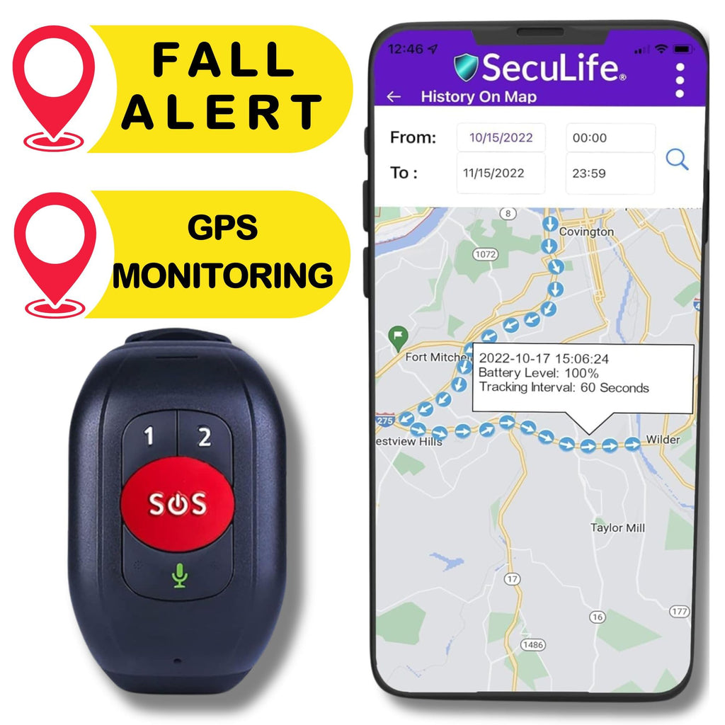 SecuLife SecuLife SOS Wristband Life Saving Alert System, Fall Alert Monitoring, SOS Emergency Call Button with Speakerphone, Elderly GPS Tracking, Seniors, Dementia, Alzheimer