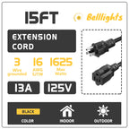 BELLLIGHTS 2-Pack 15ft Extension Cord 16 SJTW AWG Heavy Duty 3 Prong Power Cord