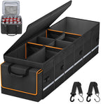 Car Trunk Organizer and Storage with Lid & Removable Leakproof Cooler Bag, Car Accessories 6 Removable Dividers for Custom Space, Collapsible Large Trunk Organizers Interior for SUV Sendan with Cover