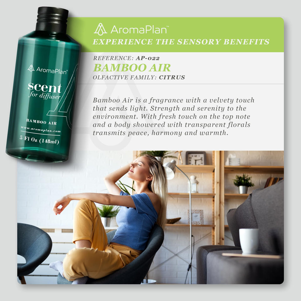 Aromaplan Hotel Scents Bamboo Air 5 Fl Oz, USA Fragrance- Home Luxury Aroma & Hotel Collection Diffuser Oil- Hotel Diffuser Oil for Aromatherapy- USA Made, Bigger Bottle, Bolder Aroma & Longer Lasting