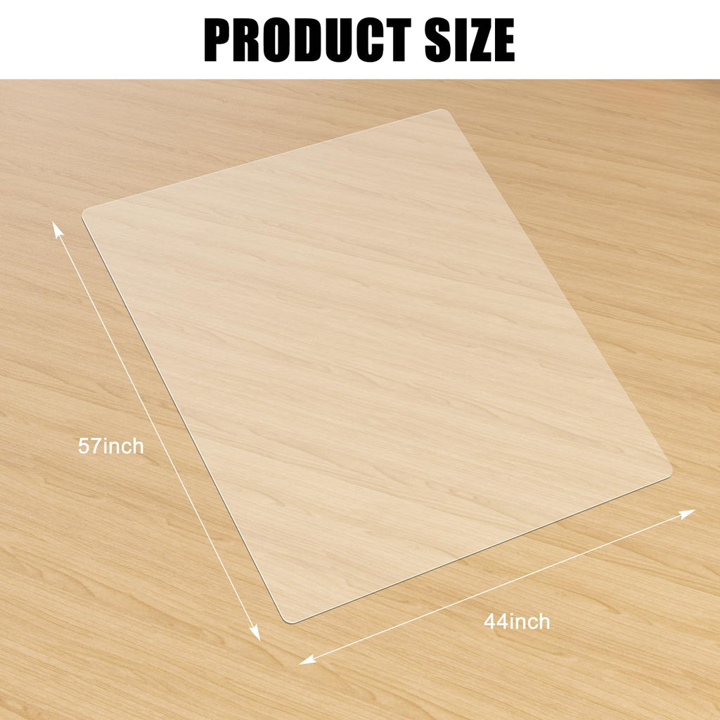 Kuyal Clear Chair Mat, Hard Floor Use, 57" x 44" Transparent Office Home Floor Protector mat Chairmats (57" x 44" Rectangle)