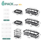 Shower Caddy 6-Pack, Advanced Rustproof Design, No Drilling Adhesive Shelves, Rack with Soap Holder, Large Capacity Bathroom Organizers and Storage, Wall-Mounted Kitchen & Home Decor