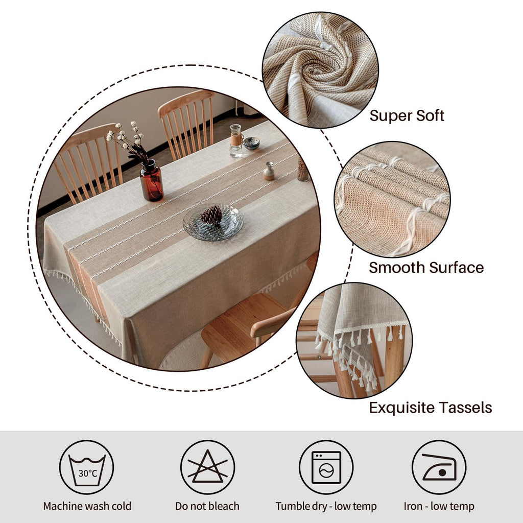 Deep Dream Tablecloths, Waterproof Table Cloth, Linens Wrinkle Free Anti-Fading, Rustic Table Cover Decoration for Kitchen Dinning Party Christmas (Square,55''x55'',4 Seats, Light Coffee)