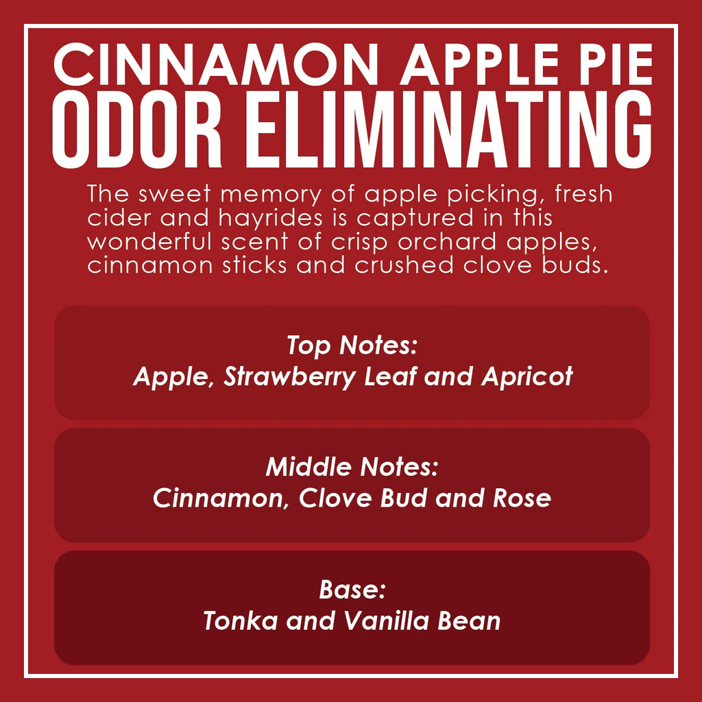 Cinnamon Apple Pie Two Pack Odor Eliminating Highly Fragranced Candle - Eliminates 95% of Pet, Smoke, Food, and Other Smells Quickly - Up to 80 Hour Burn time - 12 Ounce Premium Soy Blend