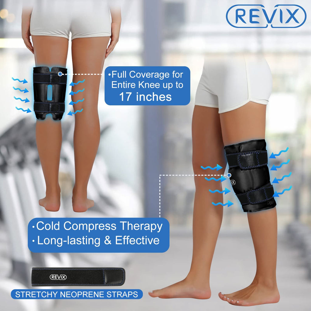 REVIX XL Ice Pack for Knee Replacement Surgery, Ice Knee Wrap with Cold Compression for Knee Pain Relief, Athletic Injuries, Arthritis, ACL, Tendonitis, Knee Cold Pack Wrap Around Knee for Swelling