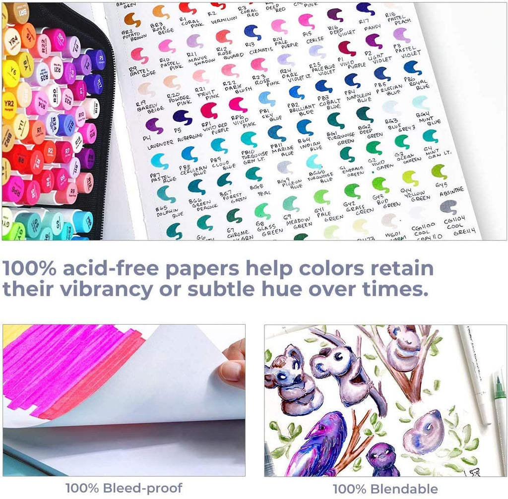 Ohuhu Sketchbook Marker Paper Pad: 8.3"x8.3" Square Art Sketch Book Drawing Papers 78 Sheets/156 Pages 120 LB/200 GSM Hardcover Sketching Books for Alcohol Markers Heavyweight Sketchpad Christmas Gift