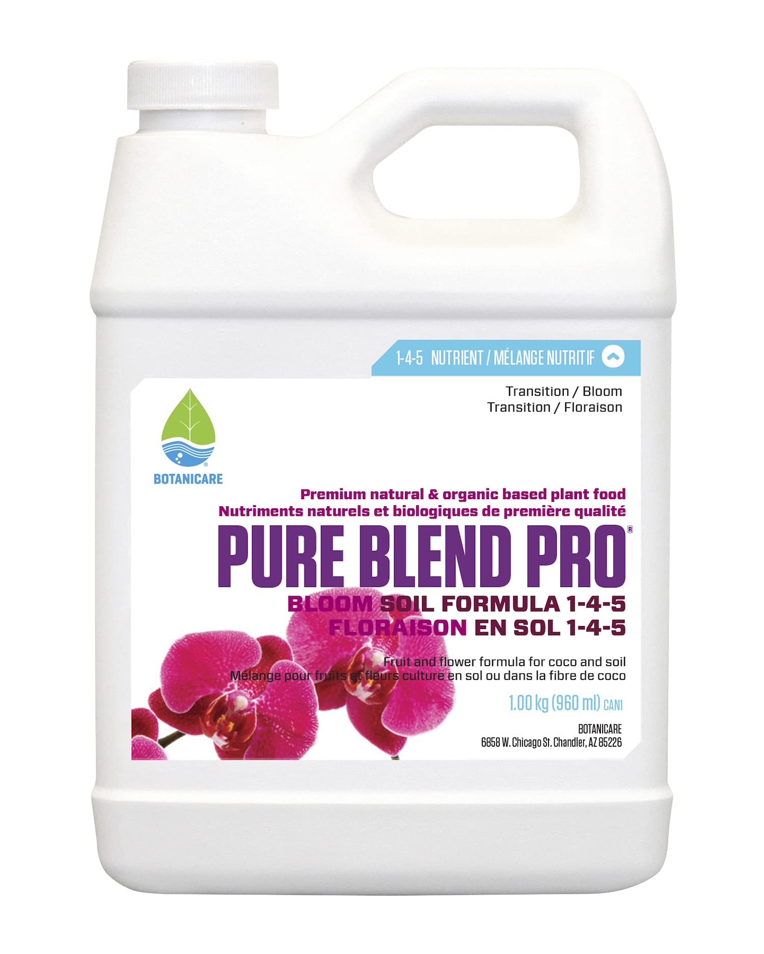 Botanicare Pure Blend Pro Bloom Soil, Nutrient for Fruit and Flowers, 1-4-5, 1 qt.
