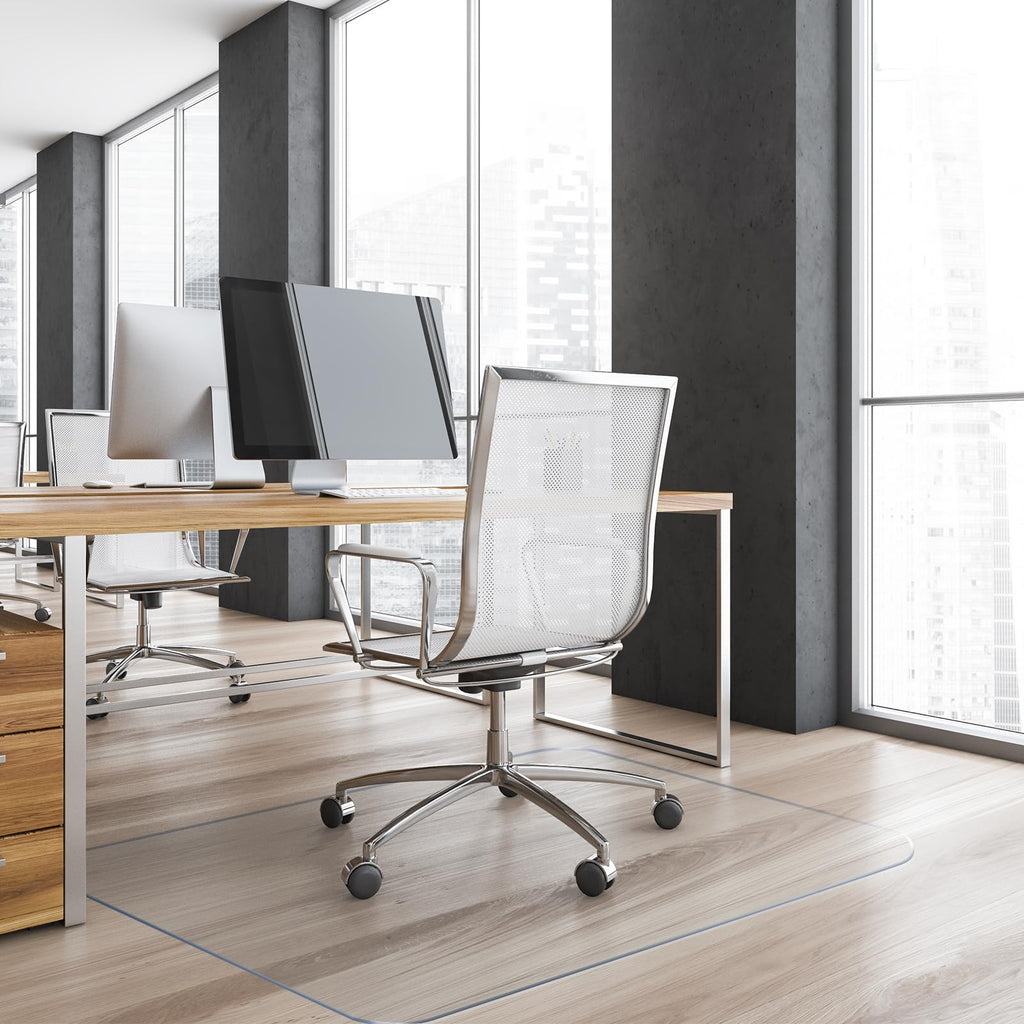 Yecaye Office Chair Mat for Hardwood Floor, 48"×48" Clear Office Floor Mat, Computer&Desk Chair Mat, PVC Heavy Duty Floor Protector Chair Mats for Rolling Chairs, Can't be Used on Carpet