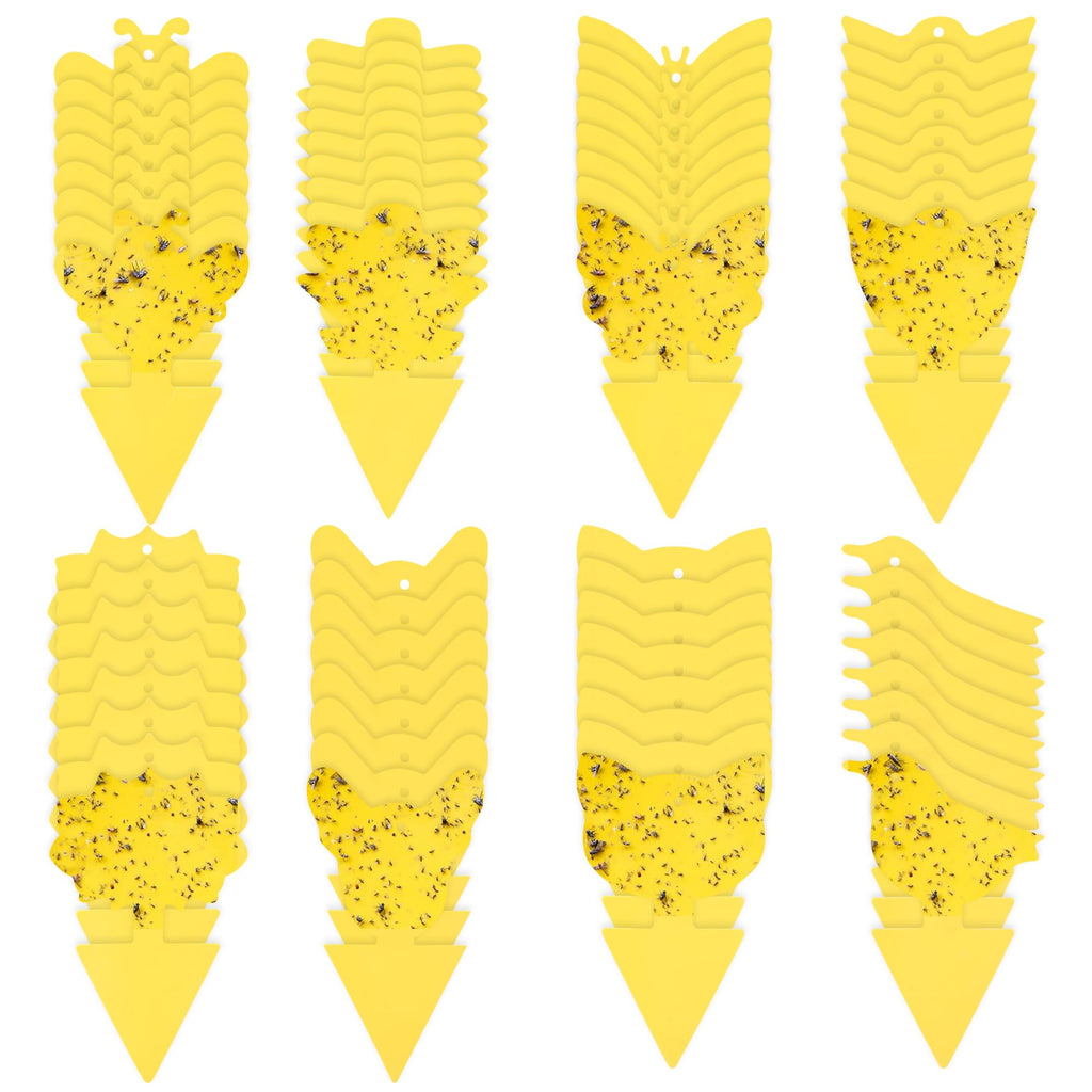 PESTCON 48PCS Yellow Gnat Traps for House Indoor, Gnat Sticky Traps for Plants, Suitable for Fruit Flies, White Flies,Mosquito，Indoor/Kitchen, Outdoor/Potted Plants（Non-Toxic, Dual Sided）