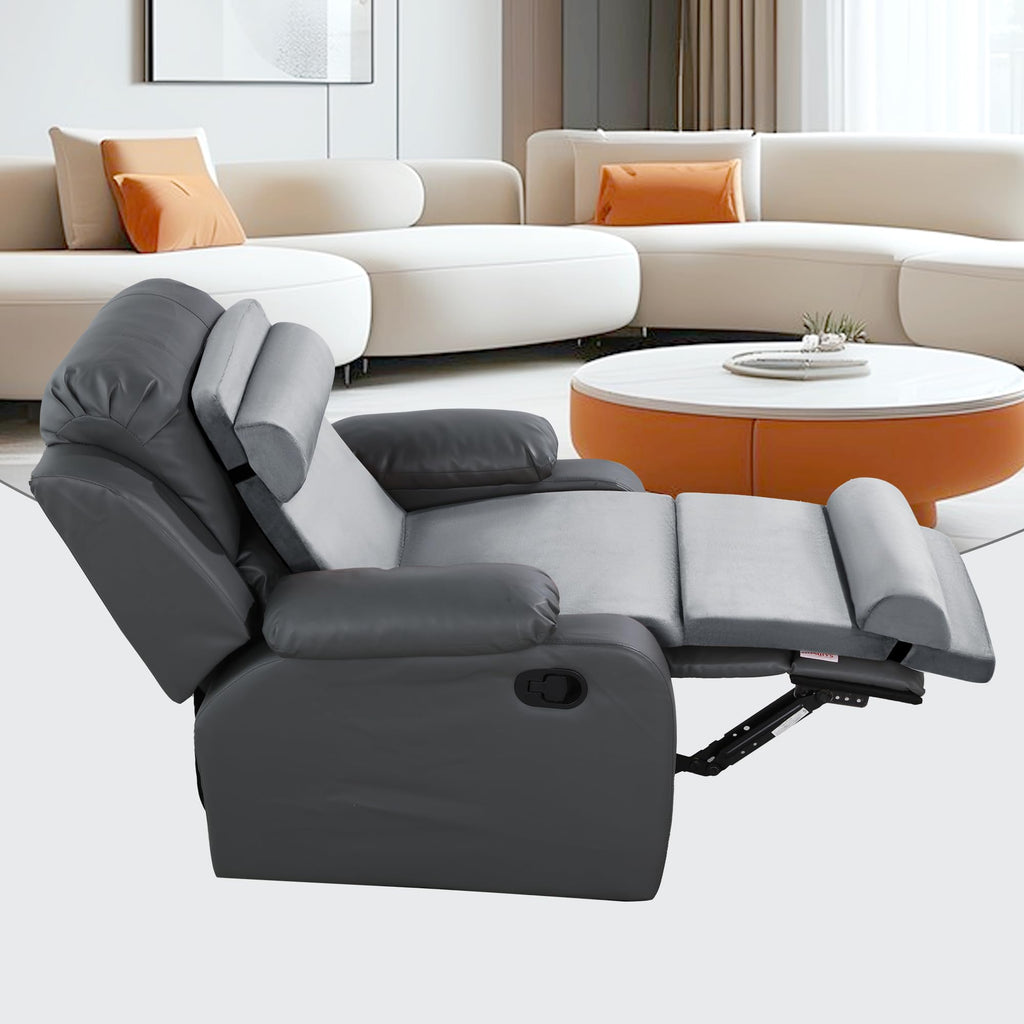 HOMBYS 5-in-1 Recliner Seat Cushion for Elderly+Lumbar Support Pillow + Leg Pad, with Adjustable Half Moon Neck Pillow & Footrest, High Density Foam Filling with Velvet Fabric, Thick & Non-Slip, Grey