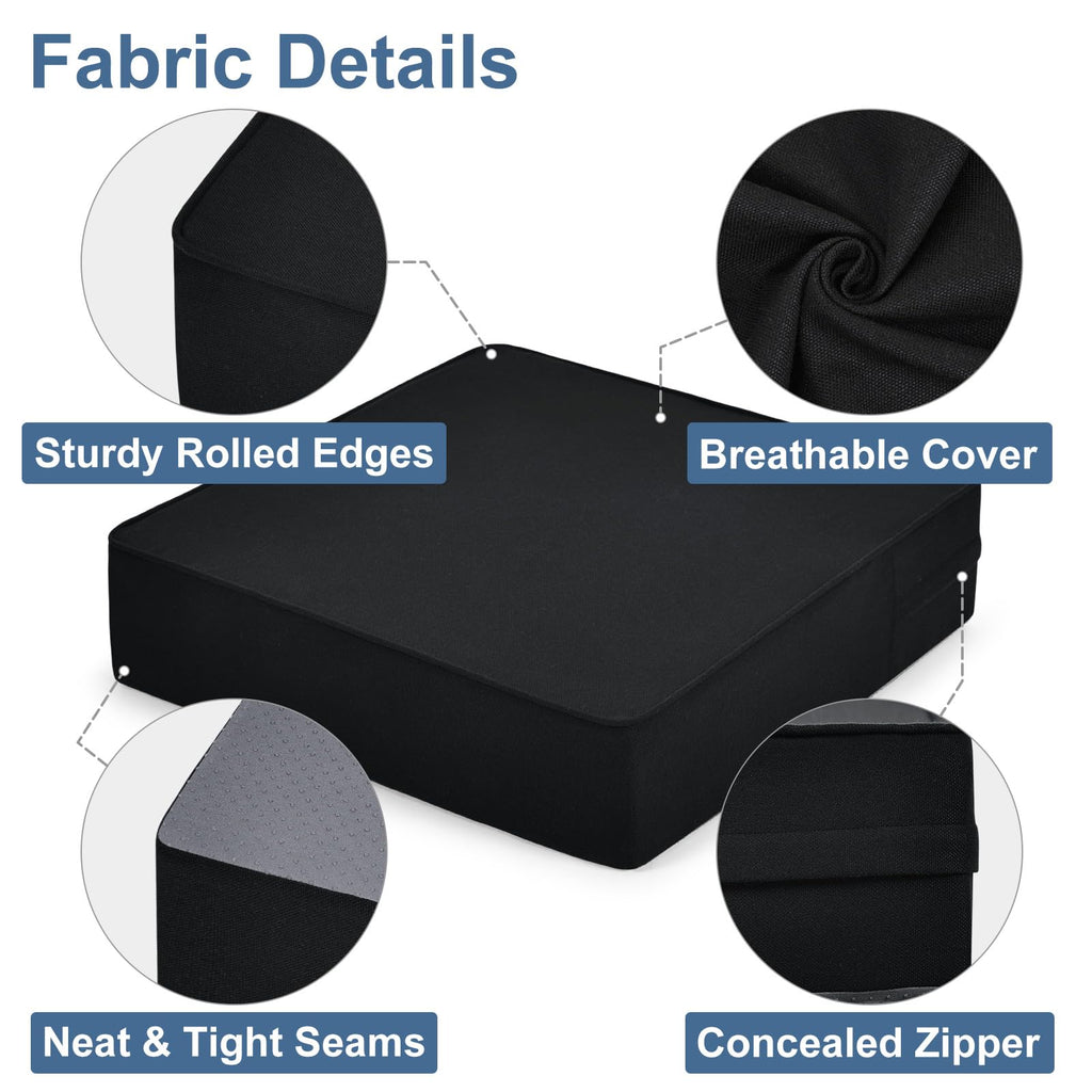 Shinnwa Gel Memory Foam Recliner Cushion for Elderly, Dual-Layer Foam Chair Pad, Extra Large Seat Cushion for Couch, Armchair, Wicker Chairs, Floor, 18 × 18 × 4in, Black