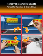 5-Pack Senior Driver Stickers (Non-Magnetic) – Promotes Road Safety for Elderly Drivers, Reusable, Reflective, Paint-Safe Decals for Car Bumper and Windows