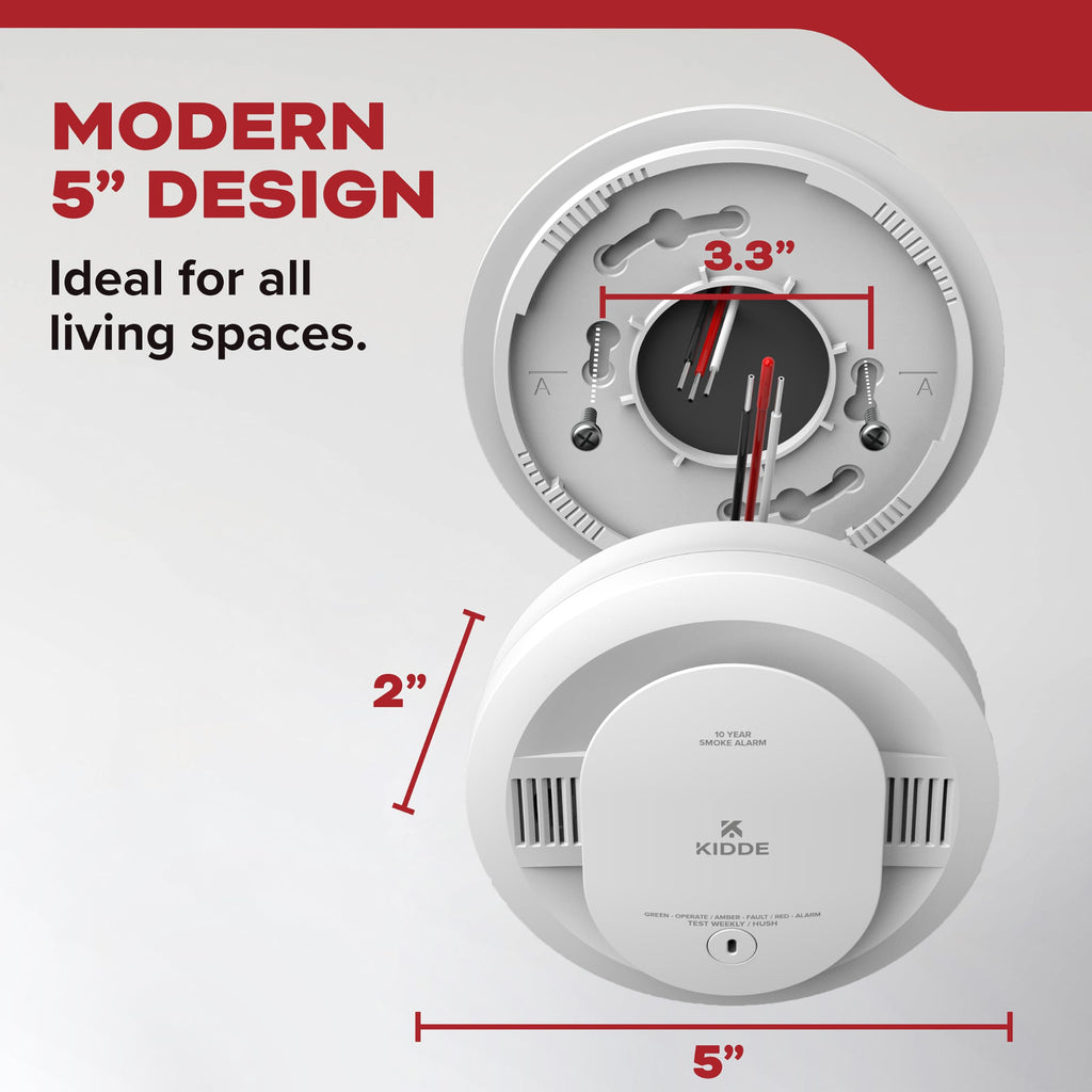 Kidde Hardwired Smoke Detector, 10-Year Battery Backup, Interconnectable, LED Warning Light Indicators, 2 Pack