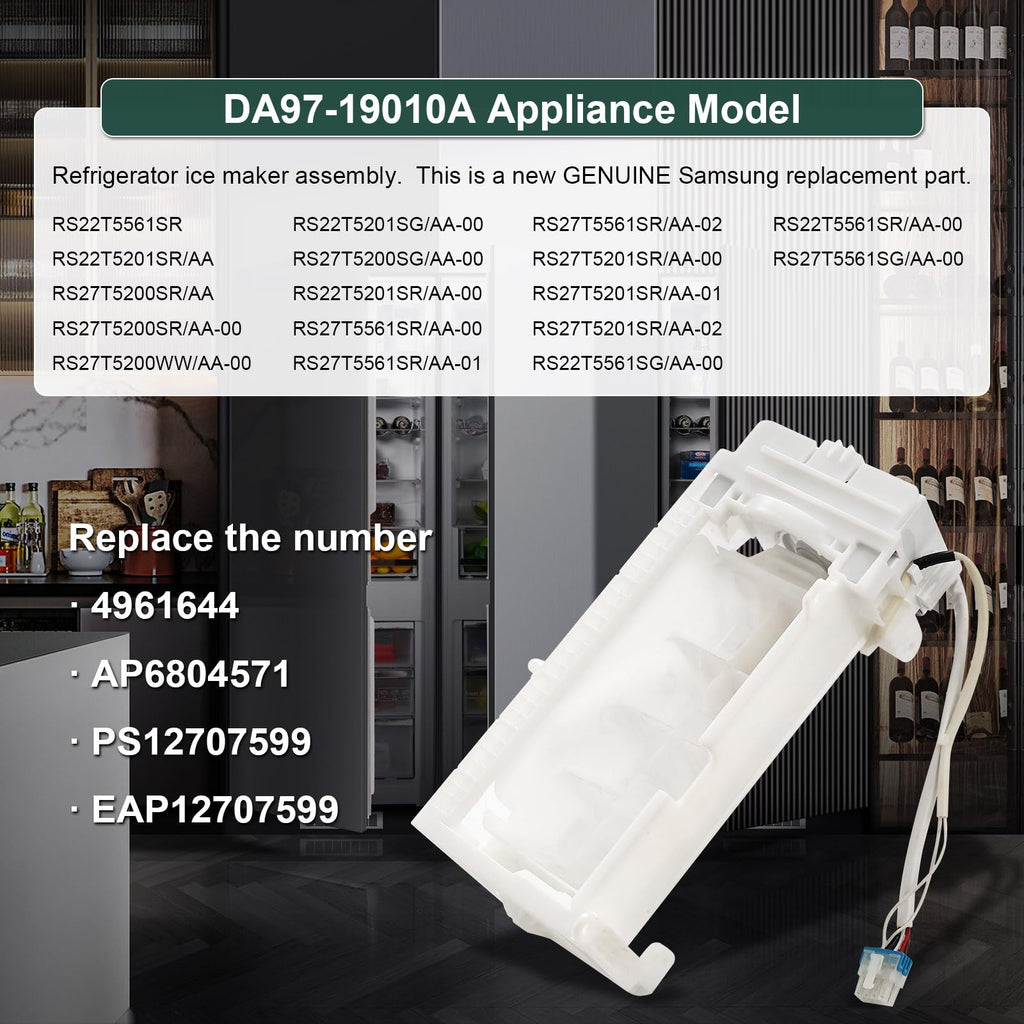 DA97-19010A Ice Maker Assembly Compatible with Samsung Refrigerator RS27T5200SG/AA RS22T5561SR Replacement AP6804571 PS12707599 EAP12707599 4961644