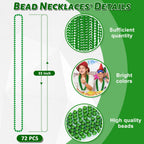 72PCS Green Bead Necklace, Mardi Gras Beads Necklace Accessories Bulk, Mardi Gras Xmas Necklaces Women Men, Parade Throw Accessories for Wedding Birthday Mardi Gras St. Patricks Christmas Decorations