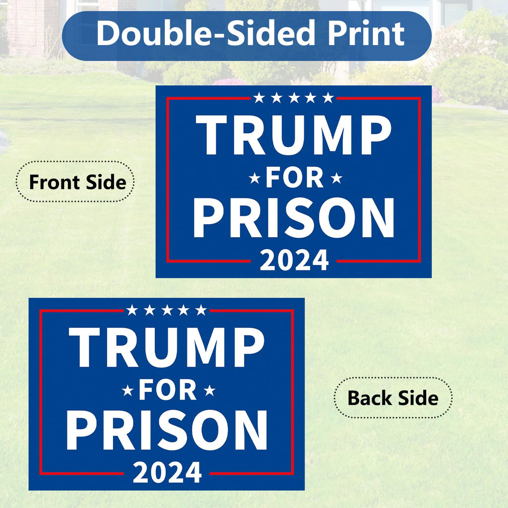 Probsin Anti Trump Yard Sign with Metal H Stakes Double Sided 12" x 17" Trump for Prison 2024 Blue Signs Outdoor Decorations for Indoor Outdoor Lawn, Garden, Window, Party Supplies