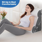 GOHOME Cooling Wedge Pillow Set for After Surgery, 4-Piece Adjustable Memory Foam Bed Wedge Pillow for Sleeping, Acid Reflux, Snoring, Neck Pain and Back Pain, White and Grey