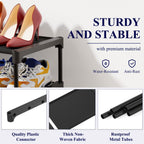 Kitsure Shoe Rack - Premium Non-Woven Shoe Rack Shelf, Shoe Organizer for Closet, Entryway, Garage & Corridor, Sturdy & Durable Long Stackable Shoe Shelves, X-Large, Black