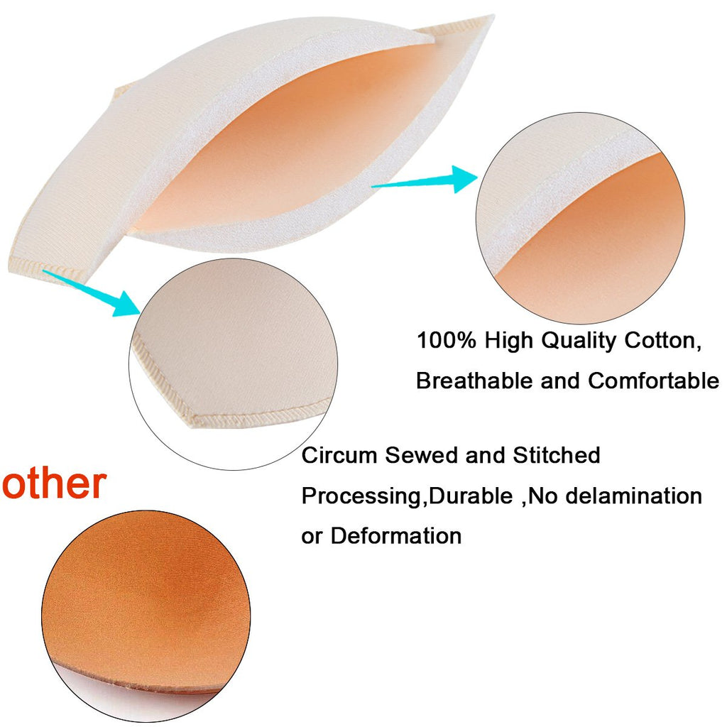 Bra Pad Inserts 4 Pairs, Bra Pads Sewn Padded for Sports Bra A/B C/D Cup Beige Black Optional (A/B Cup, Beige)
