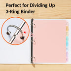 8 Tabs Long-Lasting Plastic Write & Erase Large Tabs Dividers for 3 Ring Binder, Aesthetic Cute Pastels Binder Dividers for Student, Teacher, Office, Home Organizers, 1 Set, Pastels Color