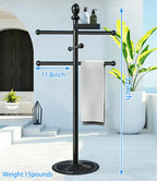 Pool Outdoor Towel Rack, Metal Heavy Duty Never Tilt Pool Accessories with Heavy Metal Base, 6 Bars Hot Tub Accessories Towel Dying Rack Towel Stand for Pool, Spa