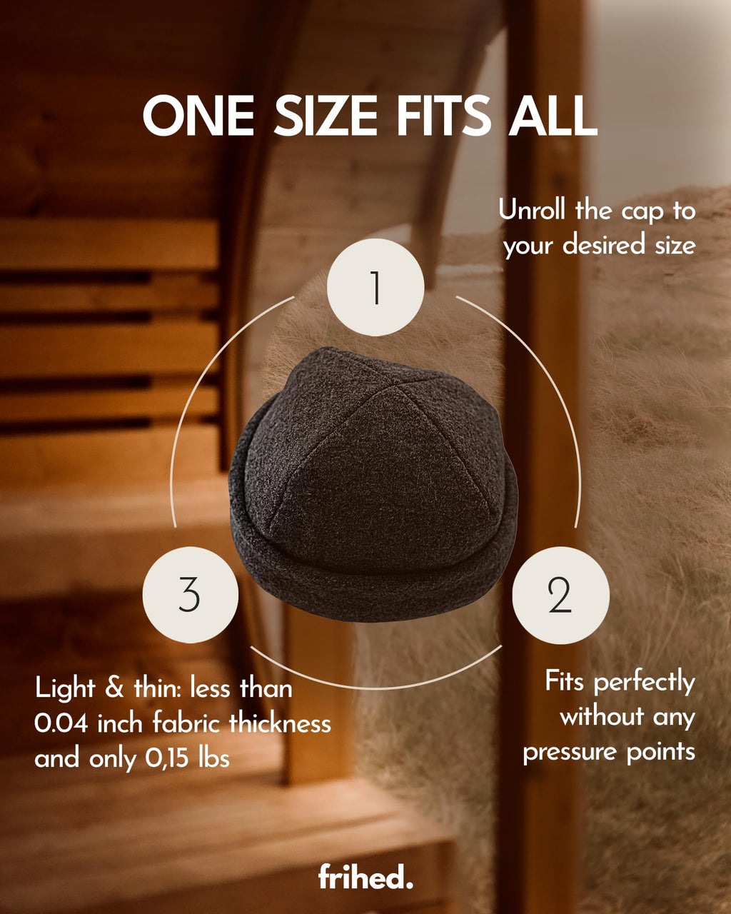 frihed. Sauna hat - Made of woolwalk - 100% Sheep's Wool - Premium Sauna Accessory for Men and Women - Flexible Size - Made in Germany (Navy)
