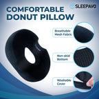 Sleepavo Butt Donut Pillow for Tailbone Pain Relief Cushion - Hemorrhoid Pillows - Sitting Butt Pillow for Office Chair, Travel, Car, Coccyx, Sciatica, Postpartum Pregnancy Sitting Donut Seat Cushion