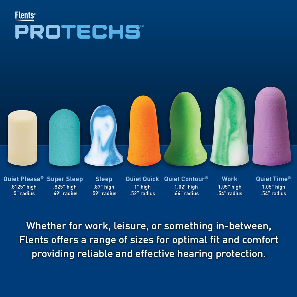 Flents Foam Ear Plugs, 40 Pair for Sleeping, Snoring, Loud Noise, Traveling, Concerts, Construction, & Studying, NRR 33, Purple, Made in The USA