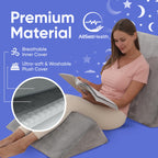 AllSett Health Bed Wedge Pillow – 2 Separate Memory Foam Incline Cushions, System for Legs, Knees and Back Support Pillow - Grey