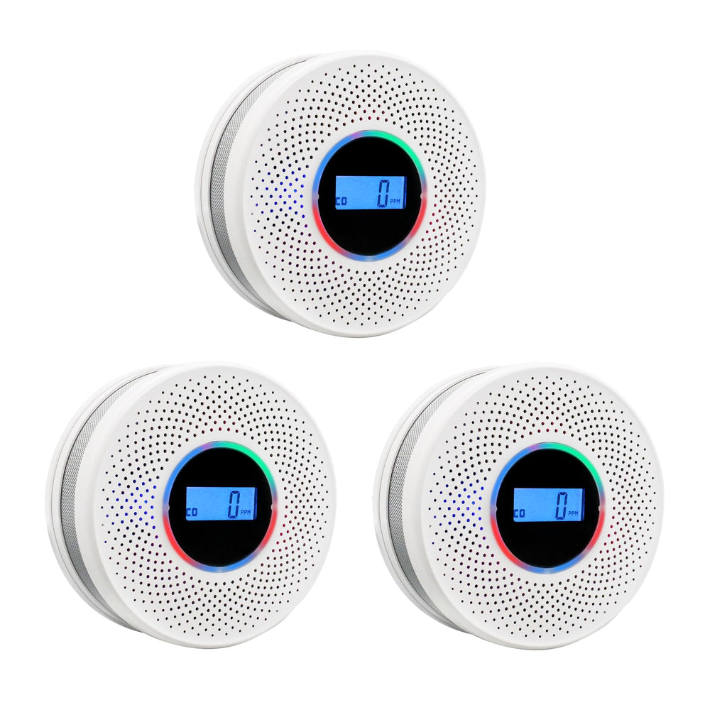 Coreel Smoke Detector Carbon Monoxide Detector Combo with Digital Display and Sound Light Alarm, 2-in-1 Smoke & CO Alarm with Battery Operated for Home, Travel or RV