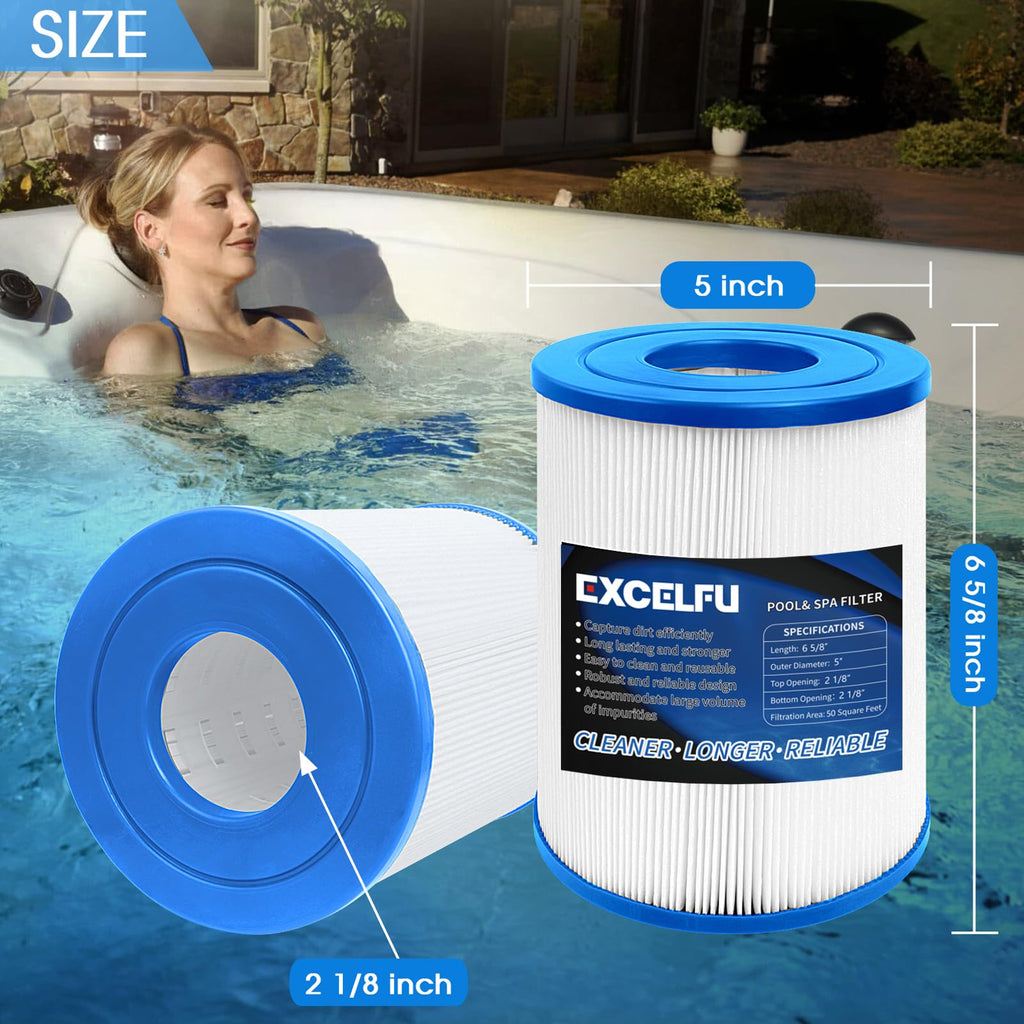 EXCELFU Spa Filter Replaces PRB25SF, Unicel C-4405, Marquis 20342, Filbur FC-2387, PRB25SF-PAIR, Rainbow DSF 50, R172464, APCC7062, CMP 25392-000-100, 17-2464, 817-5010 Hot Tub Filter 2 Pack