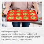 Silicone Muffin Pan Set - Mini 24 Cups, Regular 12 Cups Cupcake Pan, Jumbo 6 Cups Muffin Pan Silicone Bakeware for Baking Set of 3